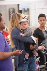 Elizabeth Berkely seen at the Grove with her new baby boy named Sky Cole Lauren in Los Angele