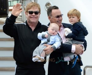 Elton John & David Furnish With Their Sons In Venice