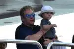 Elton John with his son Elijah on a yacht in St