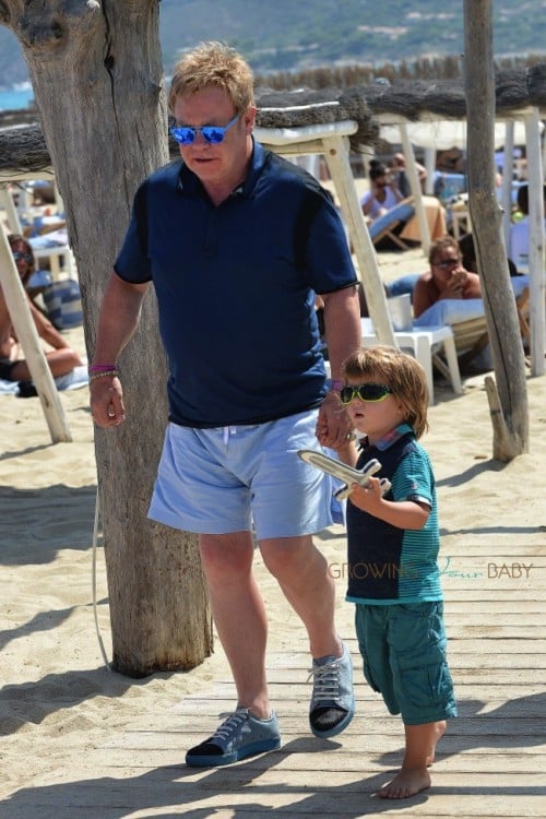 Elton John with son Zachary in St. Tropez