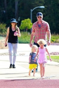 Eric Dane and Rebecca Gayheart at the park with their girls Billie and Georgia