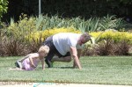 Eric Dane gets a visit from wife Rebecca Gayheart and their daughters Billie and Georgia, during a training session at a Los Angeles park
