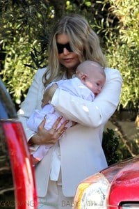 Fergie with son Axl at his baptism