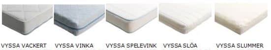 Five styles of VYSSA crib mattress