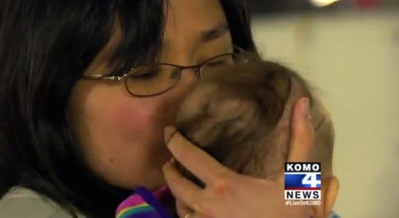 Forgotten baby with her mom