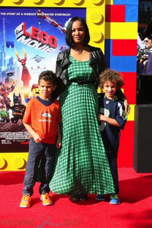 Garcelle Beauvais with son Jax and Jaid at the premiere of the LEGO Movie