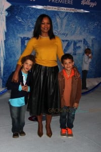 Garcelle Beauvais with sons Jax and Jaid Nilon at Disney's Frozen Premiere