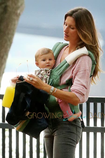 Brazilian supermodel Gisele Bundchen plays in the park with her daughter Vivian Lake Brady, son Benjamin Brady and stepson John Moynahan in Boston, Massachusetts