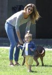 Gisele Bundchen at the park with daughter Vivian Brady