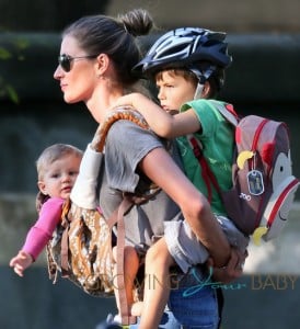 Gisele Bundchen, Vivian, Ben and Tom Brady go for a walk and a scoot in Boston today