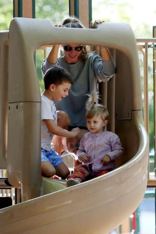 Gisele Bundchen at the park with her kids Benjamin and Vivian Brady