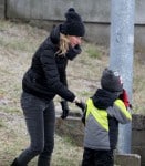 Gisele Bundchen takes her daughter Vivian for ice skating lessons on a cold morning in Boston