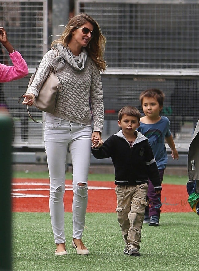 Gisele Bundchen takes stepson John to soccer game