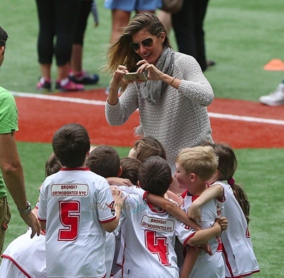 Gisele Bundchen with son John at his soccer game