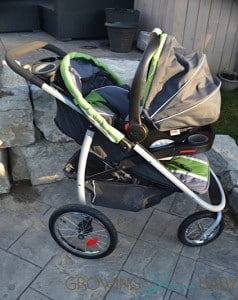 Graco FastAction Fold Jogger Click Connect Stroller - with infant seat attached