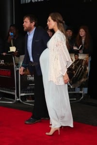 Guy Ritchie, a very pregnant Jacqui Ainsley at Edge of Tomorrow Premiere