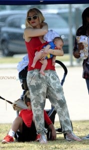 Gwen Stefani at football practice with her son Apollo Rossdale