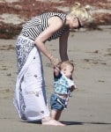 Gwen Stefani at the beach with son Apollo