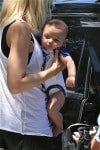 Gwen Stefani out in Santa Monica with her son Apollo - Ergo Baby