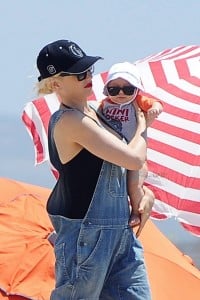 Gwen Stefani with son Apollo at the beach
