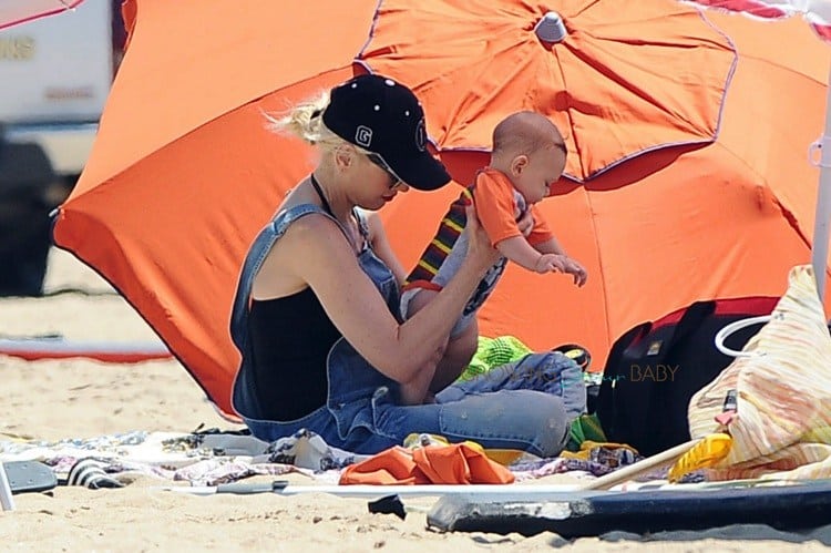 Gwen Stefani with son Apollo at the beach