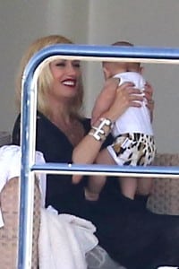 Gwen Stefani with son Apollo on a yacht in St