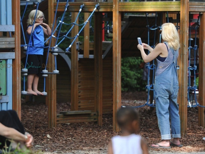 Gwen Stefani with son Kingston at the park in London