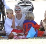 Gwen Stefani with sons Kingston & Apollo at Zuma'a soccer practice