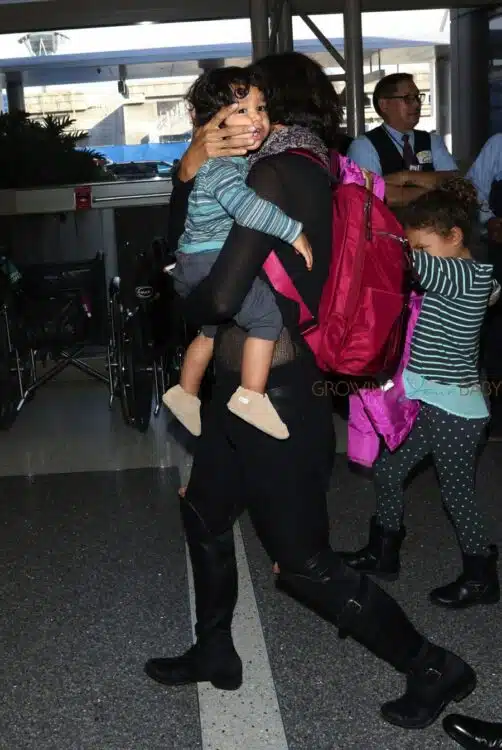 Halle Berry Makes her way through LAX with her kids Maceo and Nahla