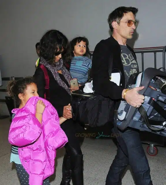Halle Berry and Olivier Martinez Make their way through LAX with her kids Maceo and Nahla