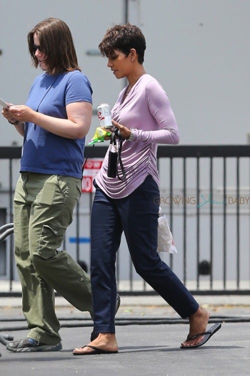 Halle Berry on the set of Extant