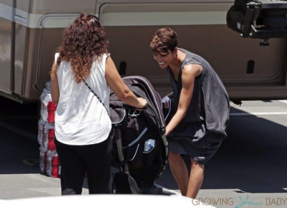 Halle Berry on the set of Extant with son Maceo