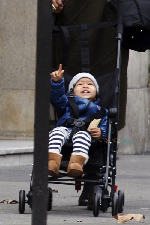 Halle Berry takes Maceo for a stroll in Paris