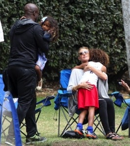 Heidi Klum and Seal the soccer field with their kids