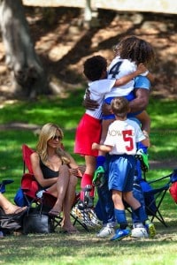 Heidi Klum and ex husband Seal with their kids at soccer game