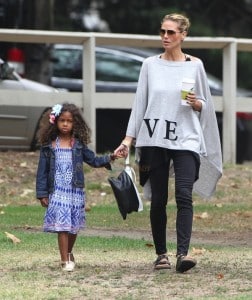 Heidi Klum with daughter Lou at the Soccer field
