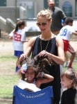 Heidi Klum with daughter Lou at the Soccer field