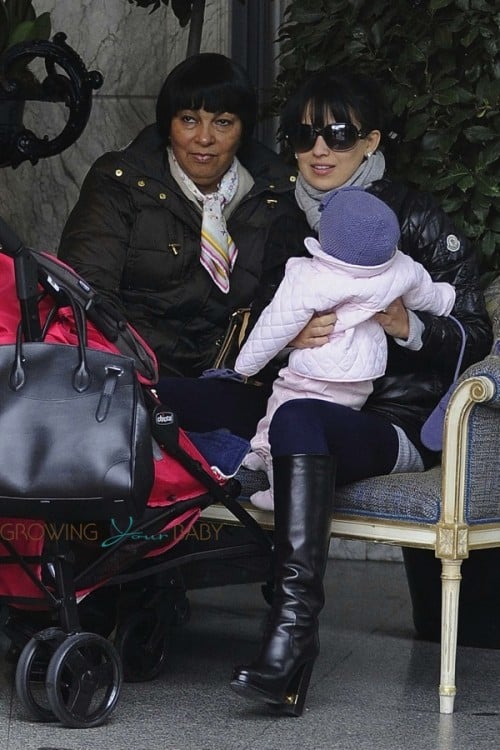 Hilaria Baldwin and daughter Carmen in Madrid