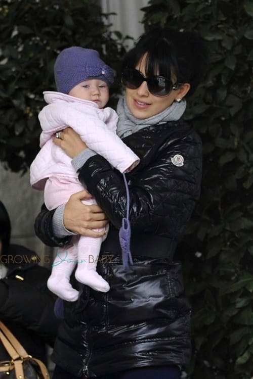 Hilaria Baldwin and daughter Carmen in Madrid