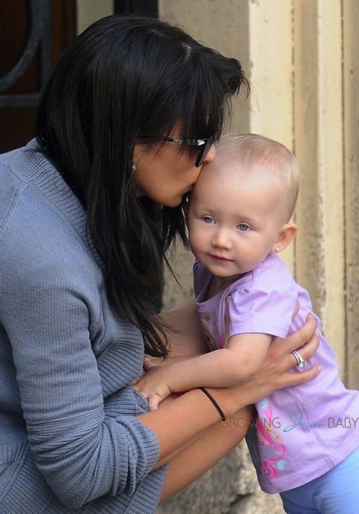 Hilaria Baldwin with daughter Carmen in Madrid