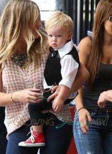 Hilary Duff and husband Mike Comrie head out of their son Lucas' graduation from his Baby & Me class in Los Angeles