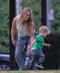 Hilary Duff with son Luca out at the park in LA