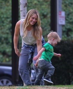 Hilary Duff with son Luca out at the park in LA