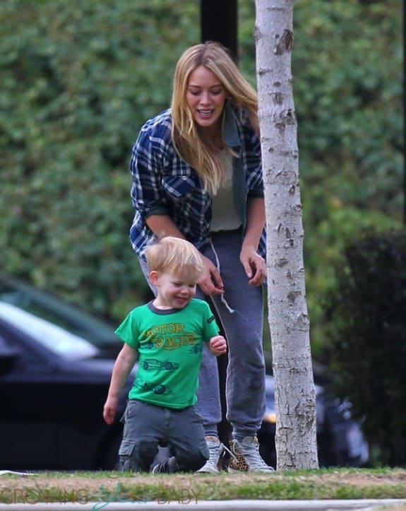 Hilary Duff with son Luca out at the park in LA