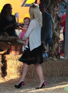 Holly Madison with her daughter Rainbow at Mr
