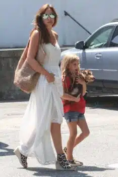 Ingrid Vandebosch  out in the Hamptons with daughter Ella