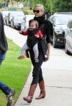 Jamie King with son James at the park in LA