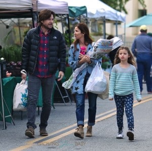 Jason Bateman at the market with wife Amanda and kids Francesca and Maple