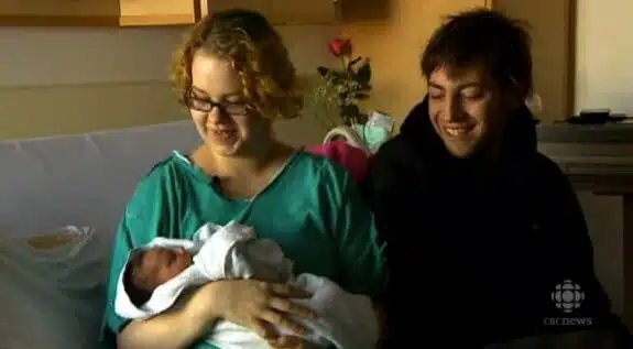 Jay Goleski and Aimee Renard with baby Jaxyn