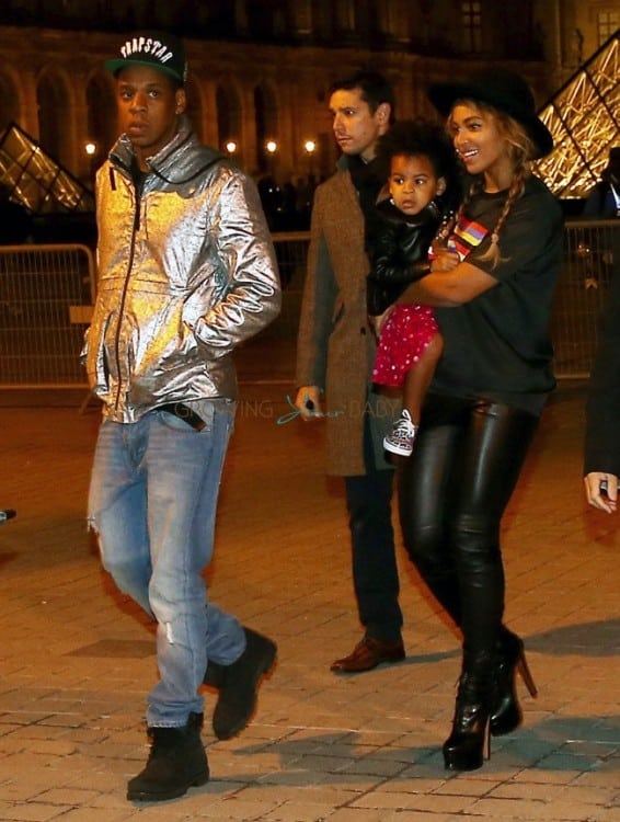 Jay Z and Beyonce with daughter Blue Ivy out in Paris